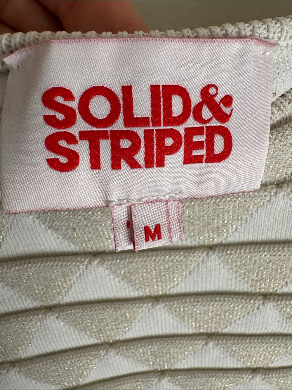 Solid & Striped Knit Cream & Gold Crop Tank Top